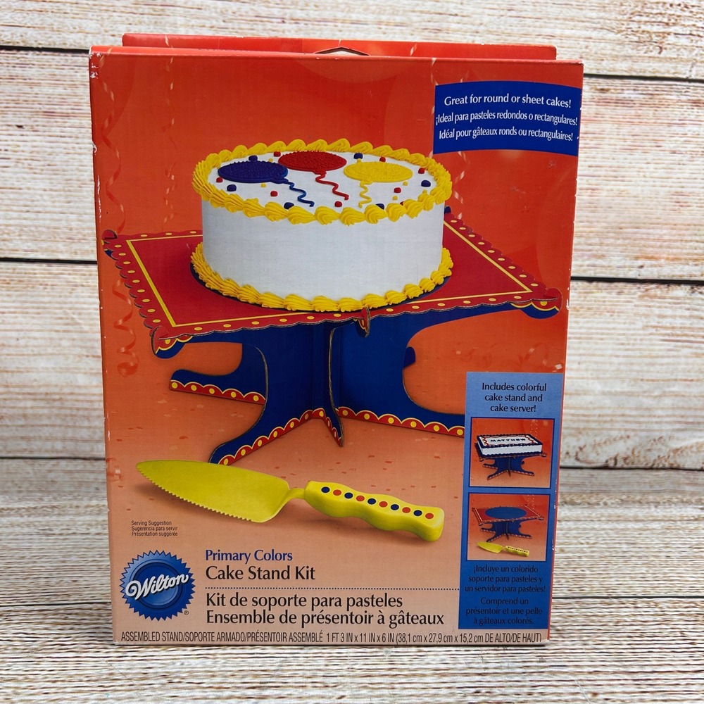 Wilton Primary Colors Cake Stand Kit Disposable Stand and Server 15x11x6in
